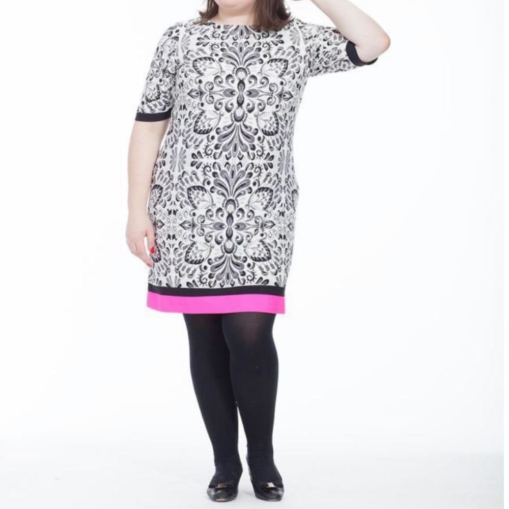 Eliza J baroque scroll print in grey w/pink sz 20W